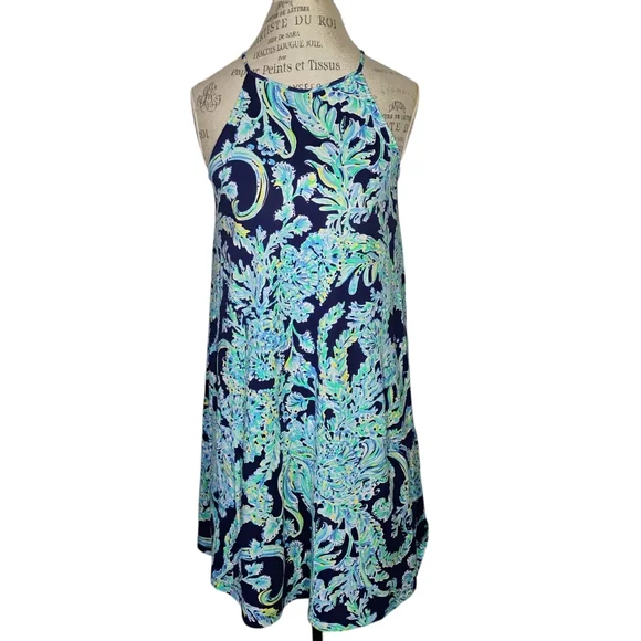 Lilly Pulitzer‎ Margot Swing Dress High Tide Blue Floral Womens Small Beachy - Picture 2 of 14